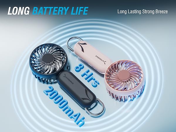 2000MAH = UP TO 8HRS OF CHILLY BREEZE!
