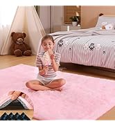 Mhyup 4x6 Pink Rugs for Bedroom Living Room, Fluffy Small Area Rug Soft Shag Carpet for Kids Boys...