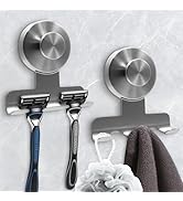WingWider Suction Cup Razor Holder for Shower,Heavy-Duty 7KG Suction Hooks for Razor,Towel,Loofah...