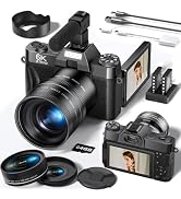 FLATIC Cameras for Photography, 6K 64MP Digital Camera with WiFi & Microphone for Youtuber, 16X Z...