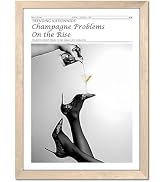Framed Newspaper Wall Art, Champagne Problems Poster Black and White Vintage Aesthetic Canvas Pri...