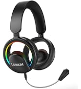 LOBKIN Open Ear Headphones, Bluetooth 6.0 Wireless Headset with Detachable Mic, Adjustable RGB Li...
