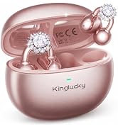 Kinglucky Clip-On Open Ear Earbuds with Detachable Diamond Earrings, Bluetooth 5.4 Open Ear Wirel...