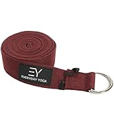 Everyday Yoga Super Strong Cotton Strap with Metal D-ring Buckle - Improve Flexibility, Stretchin...