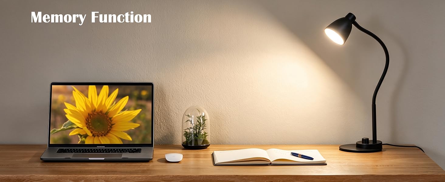 LED Desk Lamp with USB Charging Port Reading Light Task Lamp Black Table Lamp for Bedside Office