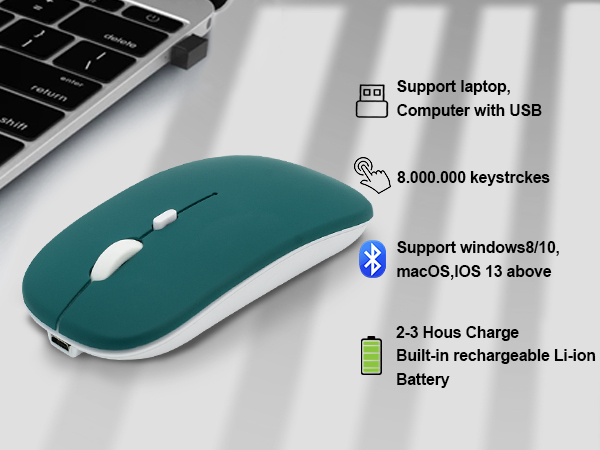 bluetooth mouse with dual mode(bt5.2+2.4GHz)
