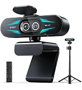 EMEET C60E Dual 4K Webcam for Streaming with Tripod, Wide-Angle & Telephoto | Max 11X Hybrid Zoom...