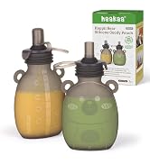 haakaa Happii Bear Silicone Goody Pouch,Reusable Baby Food Pouches for Homemade Organic Purees, J...