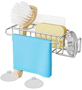 HapiRm 4 in 1 Sink Caddy Sponge Holder, SUS304 Stainless Steel Kitchen Brush Holder + Dish Cloth ...