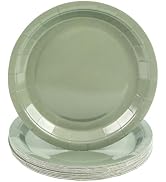 PUEVENYI 50PCS Sage Green Paper Plates - 7Inch Green Dessert Plate for Cake Salad Pizza Disposabl...