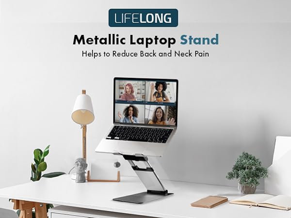 metallic laptop stand