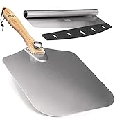 OUII Pizza Peel Aluminum Metal Pizza Paddle - 12 x 14 inch. Pizza Cutter Rocker 14'' Blade Pizza ...