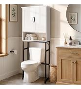 USHOWER Over The Toilet Storage Cabinet with Doors, Bathroom Organizers | Thick Metal Stand & MDF...