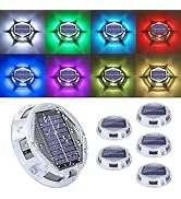 Solar Deck Light Outdoor, 6 Pack 9 Colors in 1 Solar Driveway Dock Lights, IP67 Waterproof Solar ...