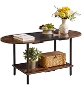 Aibiju Mid Century Modern Coffee Table, Rustic Coffee Table Unique Color Contrast Design, 2-tier ...