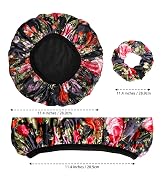 Shower Caps for Women, 2 PCS 3 Layers Terry Lined Shower Cap + 2 Satin Scrunchies, Waterproof Ter...