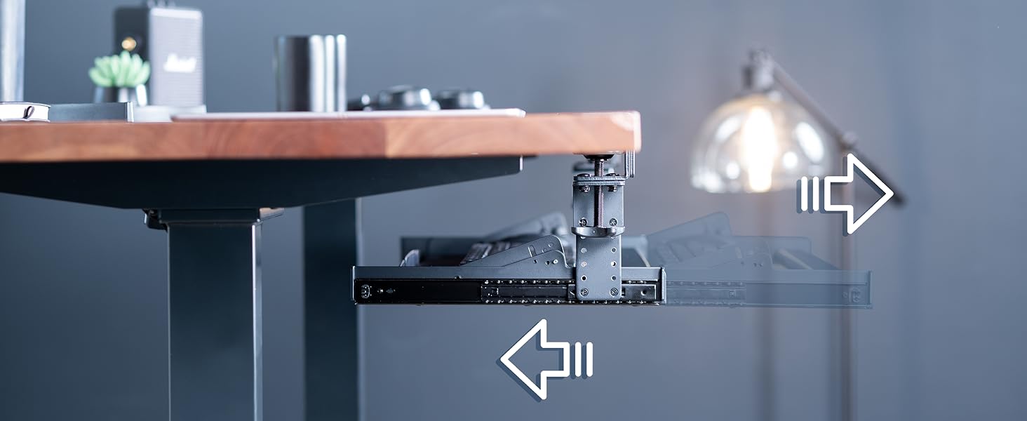 Clamp-on Height Adjustable Tilting Keyboard Tray