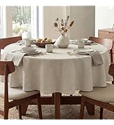H.VERSAILTEX Round Tablecloth Waffle Textured Waterproof Table Cloth Stain Resistant Wrinkle Free...