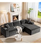 CAMMOO 108” Cloud Sectional Couch, Modern Modular Sectional Sofa with Deep Seat, Corduroy Boneles...
