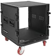 Sound Town Black Series 10U PA/DJ Rack/Road Case with 10-Space, All-Black Anodized Hardware, Plyw...
