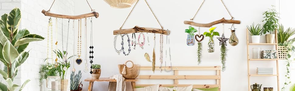Wooden Color Jewelry Organizers with 5 Hooks (15 Inch)