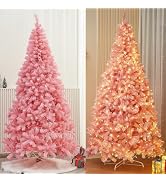 Juegoal 7.5 FT Artificial Christmas Tree (NOT Pre-Strung) with 450 LED Warm White String Lights, ...