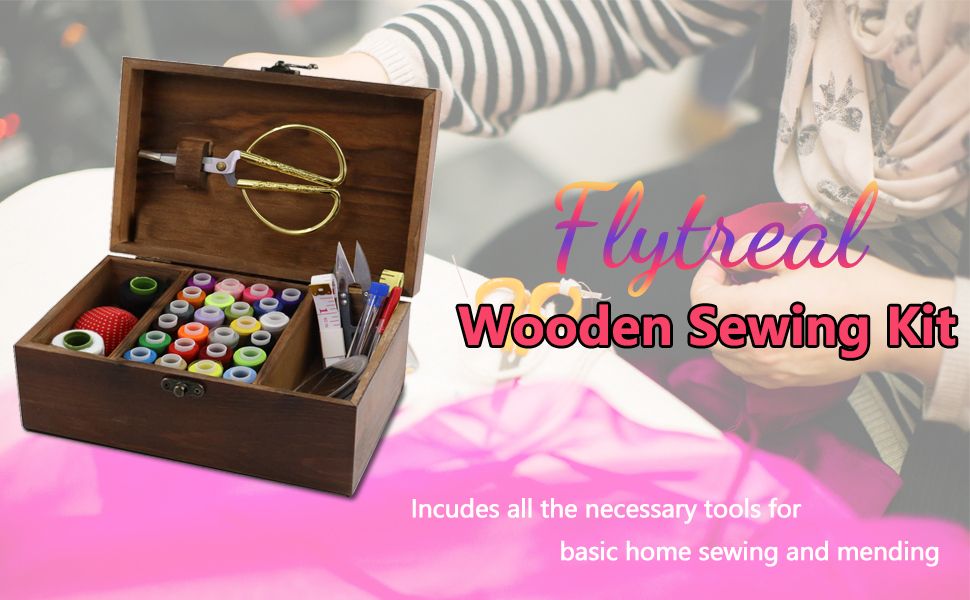 Flytreal Wooden Sewing Kit
