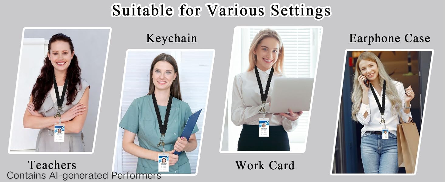 Scrunchie Lanyard for ID Badges Set