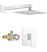 SunCleanse Shower Faucet Set With Valve, Bathroom Shower System Included Square Stainless Steel M...