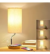 Smart Bedside Table Lamp with Wireless Charger & USB Port - Touch Control LED Desk Lamp for Bedro...