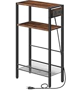 HOOBRO 15.7" Narrow Console Table with Charging Station, 3 Tier Entryway Table for Small Space, B...