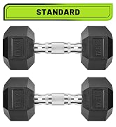 HANDBODE Hex Dumbbell Set, 2.5-65 lb Rubber Encased Exercise & Fitness Dumbbells, Weights Dumbbel...