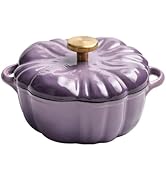 Cast Iron Dutch Oven, 6.3 Inch Pumpkin Shape Cooking Pot Enamel Pot with Lid and Handles, Mini No...