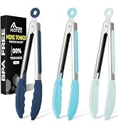 Hotec Mini Silicone Kitchen Tongs for Cooking - 7-Inch Small Serving Tongs with Silicone Tips, Se...