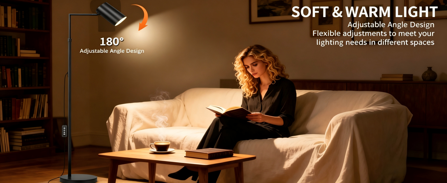 Arc Black Floor Lamp Living Room Timer Stepless Dimmable Height Adjustable Modern Standing Lamps