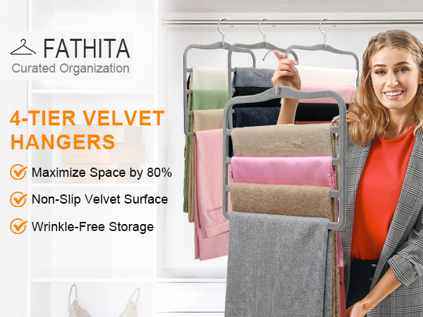 2 pack versatile velvet pants hangers for small closet space saving organization