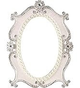 Nerien Makeup Mirror Rotation Tabletop Vanity Mirror Cosmetic Desktop Mirror with Stand Pearl Flo...
