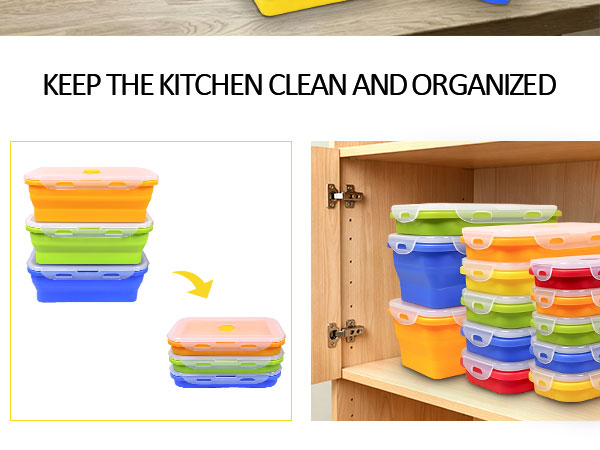 Collapsible Silicone Food Storage Containers with Leak-Resistant Lids