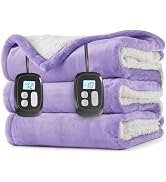 LaffyLo Electric Heated Blanket King Size 90 x 100, Dual Control, Fast Heating Blanket, Dual-Side...