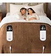 Degrees of Comfort Sherpa Plush Dual Control Electric Blanket Queen Size, Heating Blankets | Wash...