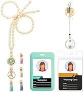 Quprofa Women Lanyard with id Badge Holder,Silicone Wooden Beaded Lanyard for ID Badges Keys,Cute...