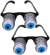 GANPUB 2Pcs Pop Out Eye Glasses Wobbly Eyes On Springs Pop Out Eyes Novelty Glasses Halloween Car...