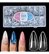AKA Unicorn 600Pcs Nail Tips Almond,12 Sizes Soft Gel Nail Tip, Pre Filed Half Matte Full Cover N...