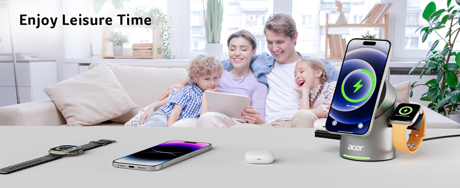 3 in 1 charging station apple charging station for multiple devices phone charger stand