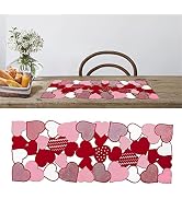 OWENIE Valentine‘s Day Table Runners, 13 x 36 Inch Valentines Table Centerpieces, Embroidered Lov...