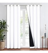 NICETOWN 100% Blackout Window Curtain Panel, Cold and Full Light Blocking Drape with Black Liner ...