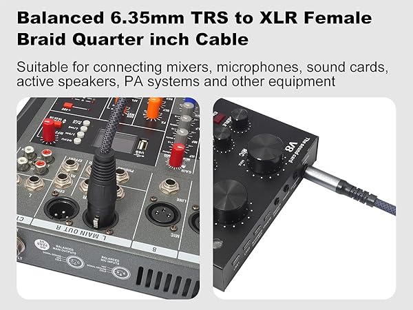 1/4 TRS Male to 3Pin XLR Female Microphone Cable