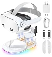 GEEKERA Charging Dock for Meta Quest 3S, Magnetic Charging Stand for Headset & Controllers with R...