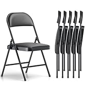 Folding Chairs 6 Pack, PU Leather Padded Folding Chairs for Outside and Indoor, Heavy Duty Portab...