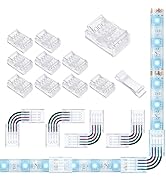 GXILEE Solderless Led Light Connectors 4 pin 10 Pack and Transparent L Shape 4-Pin Track Lighting...